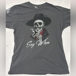 Say When Graphic Tee Gray American Apparel Men's L 22-27 P2P Small Pit Hole